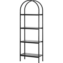 VEVOR Open Bookshelf, 4-Tier, Arched Bookcase Storage Shelves with Metal Frame, Industrial Metal Book Organizer, Freestanding Display Rack Tall Shelving Unit, for Office, Bedroom, Living Room, Black