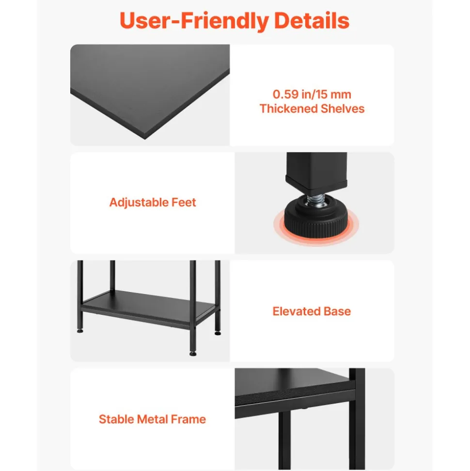 VEVOR Open Bookshelf, 4-Tier, Arched Bookcase Storage Shelves with Metal Frame, Industrial Metal Book Organizer, Freestanding Display Rack Tall Shelving Unit, for Office, Bedroom, Living Room, Black