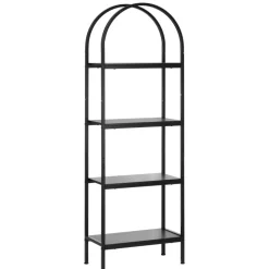 VEVOR Open Bookshelf, 4-Tier, Arched Bookcase Storage Shelves with Metal Frame, Industrial Metal Book Organizer, Freestanding Display Rack Tall Shelving Unit, for Office, Bedroom, Living Room, Black