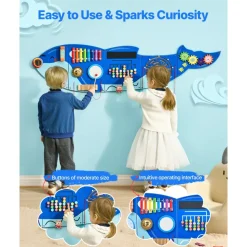 VEVOR Orca Activity Wall Busy Board Panels, 12 Activities, Montessori Sensory Wall Toy for Kids 3-12 Years, Montessori Learning Activity Center, Ideal for Toddler Playroom Nursery Classroom