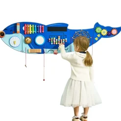 VEVOR Orca Activity Wall Busy Board Panels, 12 Activities, Montessori Sensory Wall Toy for Kids 3-12 Years, Montessori Learning Activity Center, Ideal for Toddler Playroom Nursery Classroom