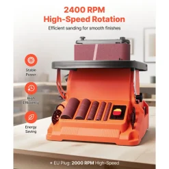 VEVOR Oscillating Belt and Spindle Sander, 2400RPM Benchtop Spindle Sander with 5/8