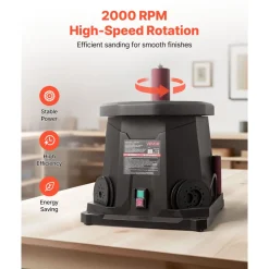 VEVOR Oscillating Spindle Sander, 2000RPM Benchtop Spindle Sander with 6 Sleeves (1/2"-3"), 0.59" Stroke & Dust Connection Port for Furniture Finishing, Crafts Sanding, DIY Woodworking