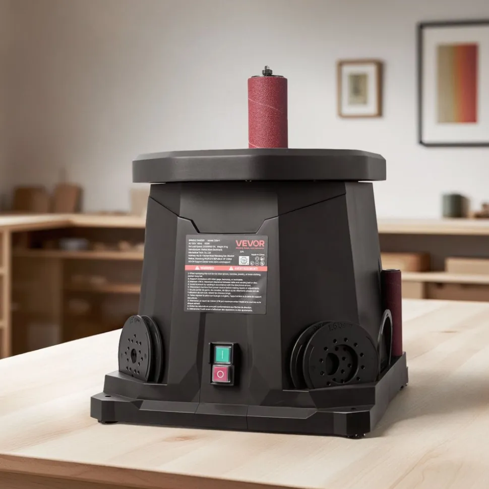 VEVOR Oscillating Spindle Sander, 2000RPM Benchtop Spindle Sander with 6 Sleeves (1/2"-3"), 0.59" Stroke & Dust Connection Port for Furniture Finishing, Crafts Sanding, DIY Woodworking