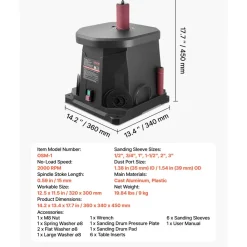 VEVOR Oscillating Spindle Sander, 2000RPM Benchtop Spindle Sander with 6 Sleeves (1/2