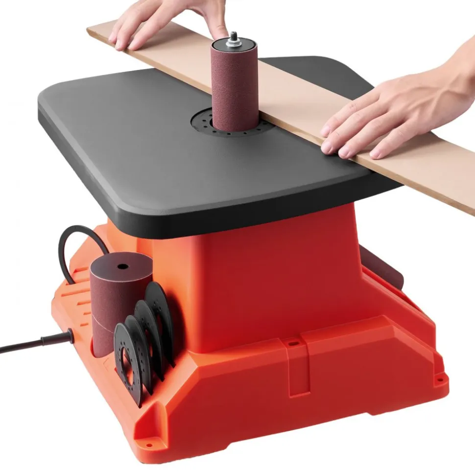 VEVOR Oscillating Spindle Sander, 2400RPM Benchtop Spindle Sander with 6 Sleeves (1/2"-3"), 5/8" Stroke & 15.4 x 16.3-inch Wide Worktable for Furniture Finishing, Crafts Sanding, DIY Woodworking