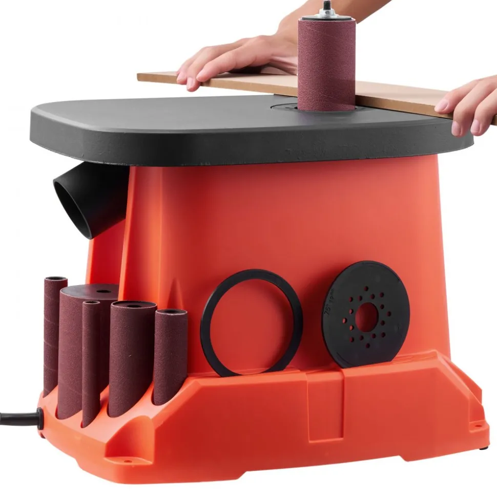 VEVOR Oscillating Spindle Sander, 2400RPM Benchtop Spindle Sander with 6 Sleeves (1/2"-3"), 5/8" Stroke, 15.6" x 11.6" Cast Iron Worktable for Furniture Finishing, Crafts Sanding, DIY Woodworking