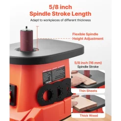VEVOR Oscillating Spindle Sander, 2400RPM Benchtop Spindle Sander with 6 Sleeves (1/2