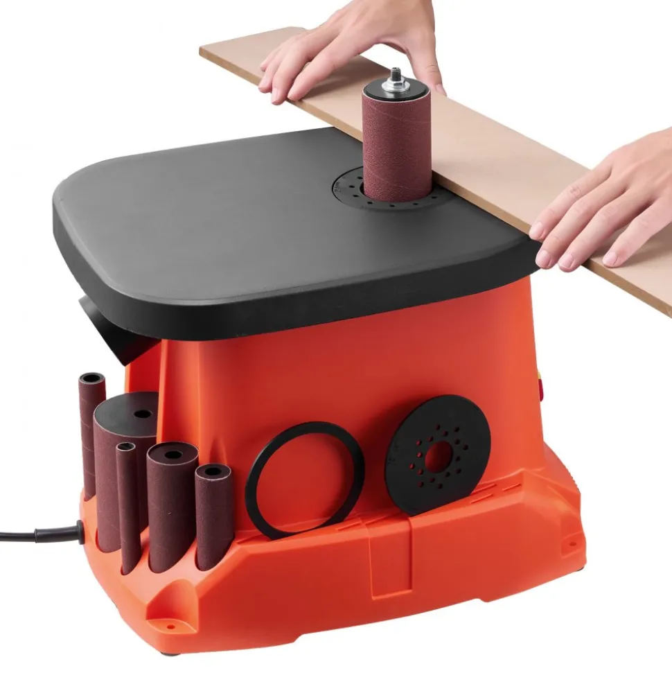 VEVOR Oscillating Spindle Sander, 2400RPM Benchtop Spindle Sander with 6 Sleeves (1/2"-3"), 5/8" Stroke, 15.6" x 11.6" Cast Iron Worktable for Furniture Finishing, Crafts Sanding, DIY Woodworking