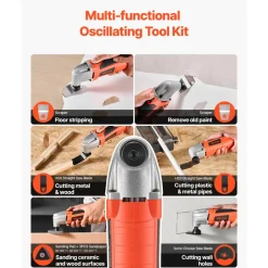 VEVOR Oscillating Tool Multitool, 2.2Amps 22,000 OPM Electric Oscillating Multi Tool Kit Corded with 2.8° Oscillating Angle, 7PCS Saw Accessories for Cutting, Scraping, Sanding, Floor Stripping