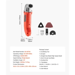 VEVOR Oscillating Tool Multitool, 2.2Amps 22,000 OPM Electric Oscillating Multi Tool Kit Corded with 2.8° Oscillating Angle, 7PCS Saw Accessories for Cutting, Scraping, Sanding, Floor Stripping