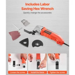 VEVOR Oscillating Tool Multitool, 2.2Amps 22,000 OPM Electric Oscillating Multi Tool Kit Corded with 2.8° Oscillating Angle, 7PCS Saw Accessories for Cutting, Scraping, Sanding, Floor Stripping
