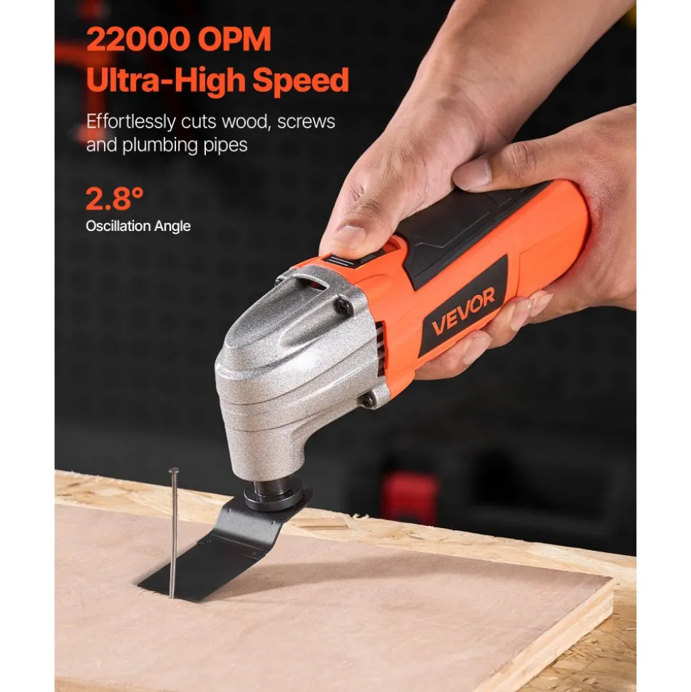 VEVOR Oscillating Tool Multitool, 2.2Amps 22,000 OPM Electric Oscillating Multi Tool Kit Corded with 2.8° Oscillating Angle, 7PCS Saw Accessories for Cutting, Scraping, Sanding, Floor Stripping