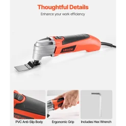 VEVOR Oscillating Tool Multitool, 2.2Amps 22,000 OPM Electric Oscillating Multi Tool Kit Corded with 2.8° Oscillating Angle, 7PCS Saw Accessories for Cutting, Scraping, Sanding, Floor Stripping