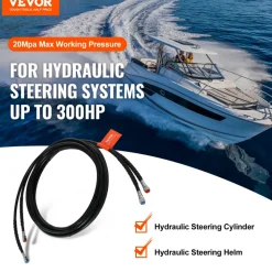VEVOR Outboard Hose Kit, 20 ft Hydraulic Steering Hose, 2-Piece Leak-Proof TPEE Hydraulic Boat Hoses, Compatible with Marine Hydraulic Outboard Steering Boat System up to 300 HP