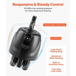 VEVOR Outboard Hydraulic Steering Kit, 200 HP, Marine Boat Hydraulic Steering System with 6.9 MPa Two-Way Lock Helm Pump, Cylinder, 2 PCS 26 ft Hoses, 13.5