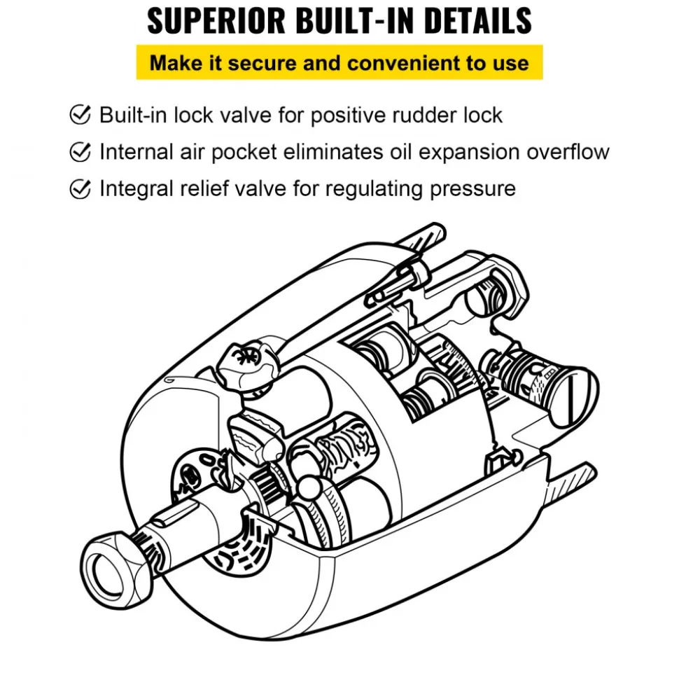 VEVOR Outboard Hydraulic Steering Pump Helm 300 HP Hydraulic Pump HH5271-3 for Cruisers Runabouts Boats