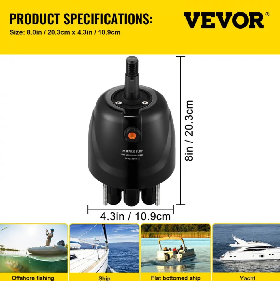 VEVOR Outboard Hydraulic Steering Pump Helm 300 HP Hydraulic Pump HH5271-3 for Cruisers Runabouts Boats