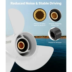 VEVOR Outboard Propeller, Upgrade OEM 15 Spline Tooth Aluminum Outboard Boat Propeller Fit Yamaha Engines 50-130 HP, 4-1/4