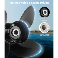 VEVOR Outboard Propeller, Upgrade OEM 15 Spline Tooth Aluminum Outboard Boat Propeller Fit Mercury/Mariner Engines 135-300 HP, 4-3/4
