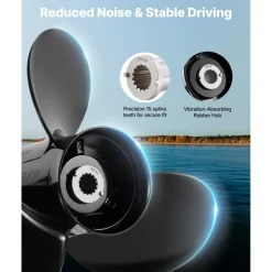 VEVOR Outboard Propeller, Upgrade OEM 15 Spline Tooth Aluminum Outboard Boat Propeller Fit Mercury/Mariner Engines 135-300 HP, 4-3/4