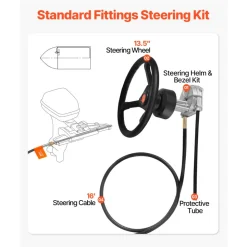 VEVOR Outboard Steering System 13' Outboard Rotary Steering System 13 Feet Boat Steering Cable with 13
