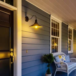 VEVOR Outdoor Barn Light, 11.5 in Diameter, 2-Pack Farmhouse Gooseneck Light Fixture, Dusk to Dawn Exterior Wall Sconce, with Anti-Rust, E26 Bulb Compatible for Porch, House, Entryway, Garage, Black