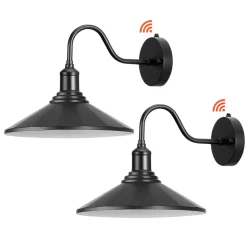 VEVOR Outdoor Barn Light, 11.5 in Diameter, 2-Pack Farmhouse Gooseneck Light Fixture, Dusk to Dawn Exterior Wall Sconce, with Anti-Rust, E26 Bulb Compatible for Porch, House, Entryway, Garage, Black