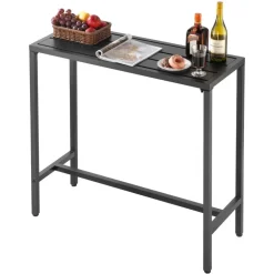 VEVOR Outdoor Bar Table, 39.4 x 15 in Patio Bar Table, Waterproof Top & Sturdy Metal Frame, Rectangle Counter Height Dining Tables, Outdoor Furniture for Balcony, Yard, Hot Tub, Poolside, Indoor