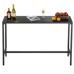 VEVOR Outdoor Bar Table, 55 x 15 in Patio Bar Table, Waterproof Top & Sturdy Metal Frame, Rectangle Counter Height Dining Tables, Outdoor Furniture for Balcony, Yard, Hot Tub, Poolside, Indoor