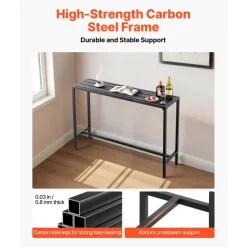 VEVOR Outdoor Bar Table, 55 x 15 in Patio Bar Table, Waterproof Top & Sturdy Metal Frame, Rectangle Counter Height Dining Tables, Outdoor Furniture for Balcony, Yard, Hot Tub, Poolside, Indoor