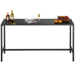 VEVOR Outdoor Bar Table, 63 x 15 in Patio Bar Table, Waterproof Top & Sturdy Metal Frame, Rectangle Counter Height Dining Tables, Outdoor Furniture for Balcony, Yard, Hot Tub, Poolside, Indoor