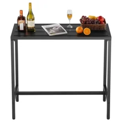 VEVOR Outdoor Bar Table, 47 x 15 in Patio Bar Table, Waterproof Top & Sturdy Metal Frame, Rectangle Counter Height Dining Tables, Outdoor Furniture for Balcony, Yard, Hot Tub, Poolside, Indoor