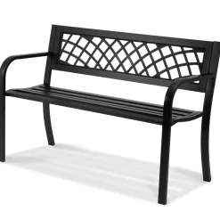 VEVOR Outdoor Bench,46 inches Metal Garden Bench for Outdoors, 480 lbs Load Capacity Bench,  Outdoor Garden Park Bench with Backrest and Armrests, Patio Bench for Garden, Park, Yard, Front Porch