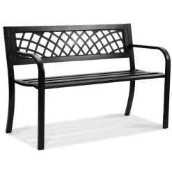 VEVOR Outdoor Bench,46 inches Metal Garden Bench for Outdoors, 480 lbs Load Capacity Bench,  Outdoor Garden Park Bench with Backrest and Armrests, Patio Bench for Garden, Park, Yard, Front Porch