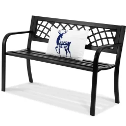 VEVOR Outdoor Bench,46 inches Metal Garden Bench for Outdoors, 480 lbs Load Capacity Bench,  Outdoor Garden Park Bench with Backrest and Armrests, Patio Bench for Garden, Park, Yard, Front Porch