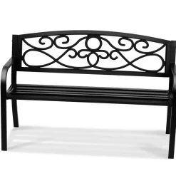 VEVOR Outdoor Bench, 38.8 inches Metal Garden Bench for Outdoors,480 lbs Load Capacity Bench, Outdoor Garden Park Bench with Backrest and Armrests, Patio Bench for Garden, Park, Yard, Front Porch