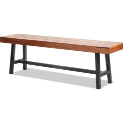 VEVOR Outdoor Bench, 63 inches Wood Garden Bench with Metal Leg for Outdoors, Outdoor Garden Park Bench, 500 lbs Load Capacity Bench, Dining Bench Patio Bench for Garden, Park, Yard, Front Porch