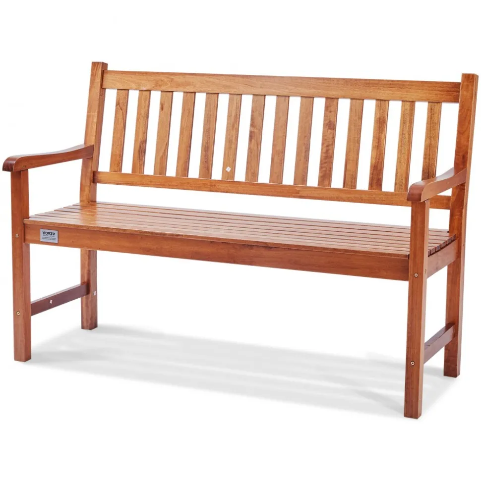 VEVOR Outdoor Bench, 50 inches Wood Garden Bench for Outdoors, Outdoor Garden Park Bench with Backrest and Armrests, 800 lbs Load Capacity Bench, Patio Bench for Garden, Park, Yard, Front Porch