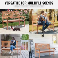 VEVOR Outdoor Bench, 48 inches Wood Garden Bench for Outdoors, Outdoor Garden Park Bench with Backrest and Armrests, 700 lbs Load Capacity Bench, Patio Bench for Garden, Park, Yard, Front Porch