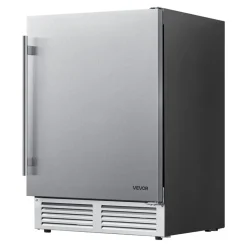 VEVOR Outdoor Beverage Refrigerator, 24 Inch Undercounter Drink Fridge, 304 Stainless Steel Door, 5.0 Cu. Ft, Hold 180 Cans, Powerful Cooling System, Built-in / Freestand Cooler, Home Bar & Patio