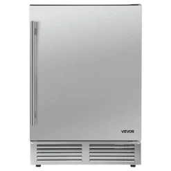 VEVOR Outdoor Beverage Refrigerator, 24 Inch Undercounter Drink Fridge, 304 Stainless Steel Body, 5.0 Cu. Ft, Hold 180 Cans, Powerful Cooling System, Built-in / Freestand Cooler, Home Bar & Patio