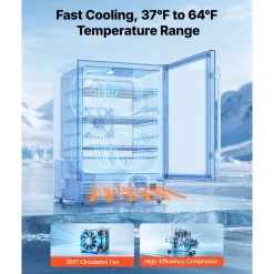VEVOR Outdoor Beverage Refrigerator, 24 Inch Undercounter Drink Fridge, 304 Stainless Steel Body, 5.0 Cu. Ft, Hold 180 Cans, Powerful Cooling System, Built-in / Freestand Cooler, Home Bar & Patio