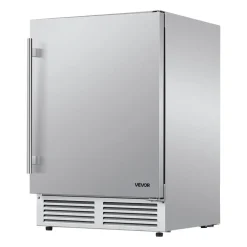 VEVOR Outdoor Beverage Refrigerator, 24 Inch Undercounter Drink Fridge, 304 Stainless Steel Body, 5.0 Cu. Ft, Hold 180 Cans, Powerful Cooling System, Built-in / Freestand Cooler, Home Bar & Patio