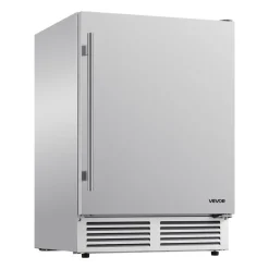 VEVOR Outdoor Beverage Refrigerator, 24 Inch Undercounter Drink Fridge, 304 Stainless Steel Body, 5.0 Cu. Ft, Hold 180 Cans, Powerful Cooling System, Built-in / Freestand Cooler, Home Bar & Patio