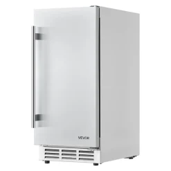 VEVOR Outdoor Beverage Refrigerator, 15 Inch Undercounter Drink Fridge, 304 Stainless Steel Door, 3.0 Cu. Ft, Hold 94 Cans, Powerful Cooling System, Built-in / Freestand Cooler, Home Bar & Patio