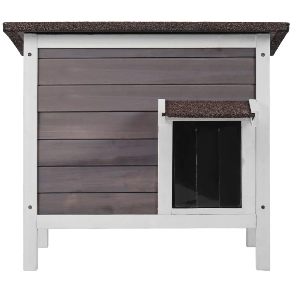 VEVOR Outdoor Cat House Weatherproof, Feral Cat Shelter for Multiple Cats, Outdoor Wooden Cat Rabbit House with All-Round Foam Insulated, Open Roof, PVC Door Flaps, 24"L x 20"W x 21"H