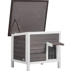 VEVOR Outdoor Cat House Weatherproof, Feral Cat Shelter for Multiple Cats, Outdoor Wooden Cat Rabbit House with All-Round Foam Insulated, Open Roof, PVC Door Flaps, 24