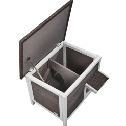 VEVOR Outdoor Cat House Weatherproof, Feral Cat Shelter for Multiple Cats, Outdoor Wooden Cat Rabbit House with All-Round Foam Insulated, Open Roof, PVC Door Flaps, 24