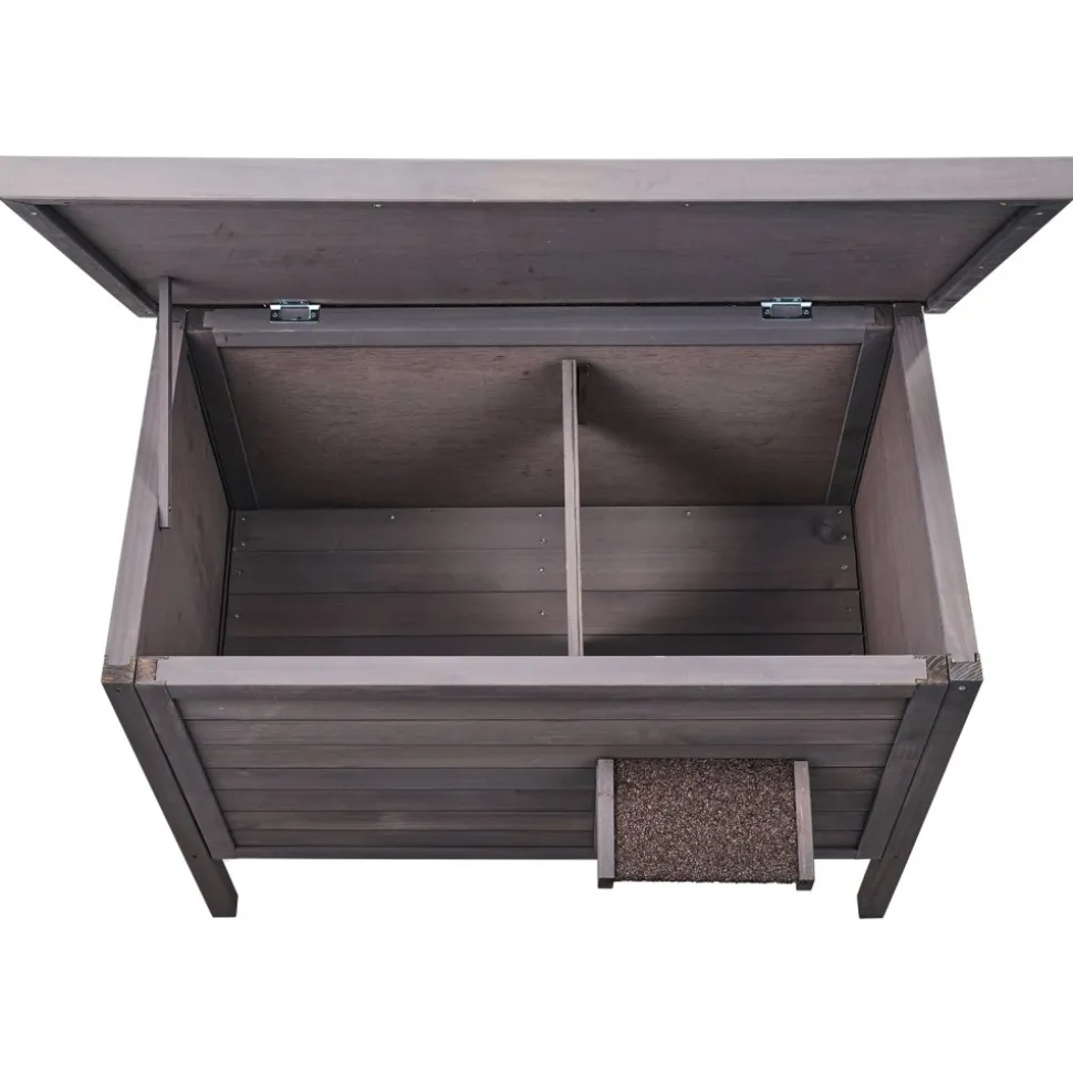 VEVOR Outdoor Cat House Weatherproof, Feral Cat Shelter for Multiple Cats, Outdoor Wooden Cat Rabbit House with All-Round Foam Insulated, Open Roof, PVC Door Flaps, 34"L x 22"W x 27"H